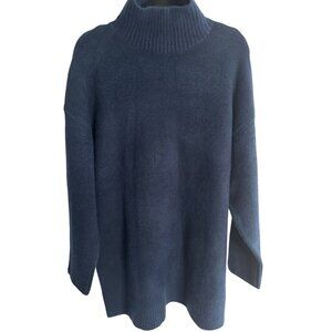 ZARA Navy Blue Small Wool Blend Turtleneck Sweater